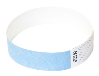 Tyvek®-VIP-Band - mit individuellem 1-FARBIGEN Aufdruck/Design (Verpackungseinheit = 10 Stück) Hellblau | Schwarz
