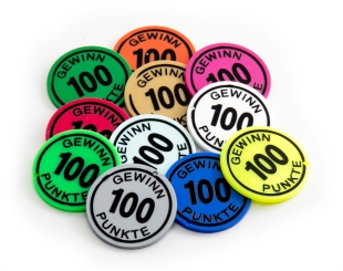 Wertchip Ø 38 mm mit Standardtexten Gewinnpunkte | 100 Gewinnpunkte