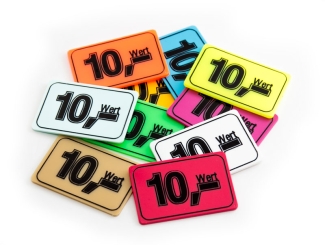 Wertchip 60 x 40 mm mit Standardtexten Werte | Wert 10,-