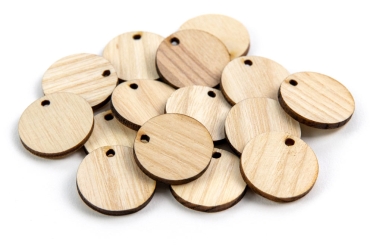 Einkaufswagenchip "Holz" Ø 23,3 mm mit Randloch - unbedruckt 
