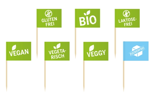 50 Mini Party Flags - Food options 