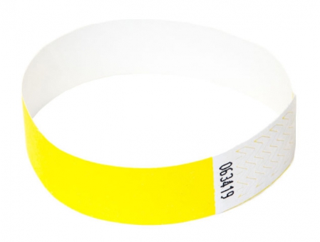 Tyvek®-VIP-Band - mit individuellem 1-FARBIGEN Aufdruck/Design (Verpackungseinheit = 10 Stück) Gelb | Schwarz