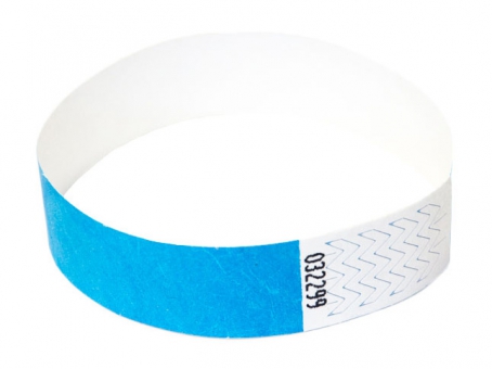 Tyvek®-VIP-Band - with 1-COLOUR custom printing/design (packaging unit = 10 pieces) neon blue | black