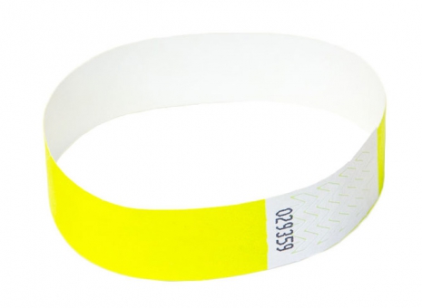Tyvek®-VIP-Band - mit individuellem 1-FARBIGEN Aufdruck/Design (Verpackungseinheit = 10 Stück) Neongelb | Schwarz