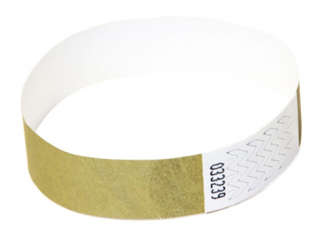 Tyvek®-VIP-Band - with 1-COLOUR custom printing/design (packaging unit = 10 pieces) gold | black