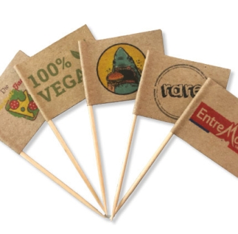 Mini Party Flags made of recycled-/kraft paper with individual printing - small batch series 