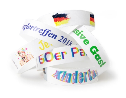 Tyvek®-VIP-Band - with MULTICOLOUR custom printing/design (packaging unit = 10 pieces) 