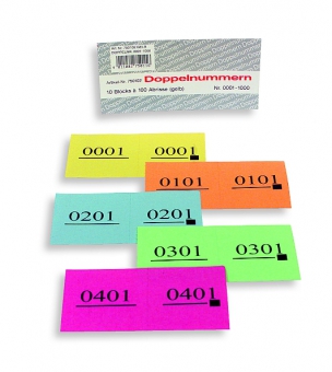 Double numbered raffle tickets green | 1001-2000