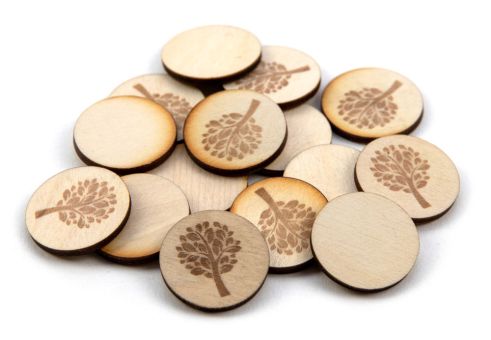 Token/Trolley coin "wood" Ø 23,3 mm - with individual hot-stamping 
